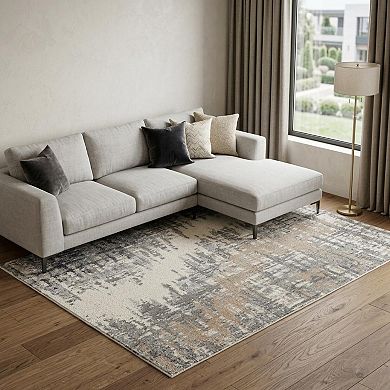 HomeRoots Rectangle Abstract Polypropylene Area Rug