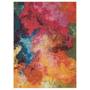 HomeRoots Rectangle Abstract Polypropylene Area Rug