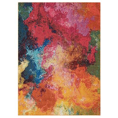 HomeRoots Rectangle Abstract Polypropylene Area Rug