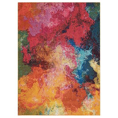 HomeRoots Rectangle Abstract Polypropylene Area Rug