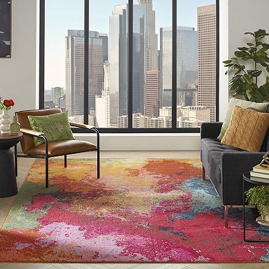 HomeRoots Rectangle Abstract Polypropylene Area Rug