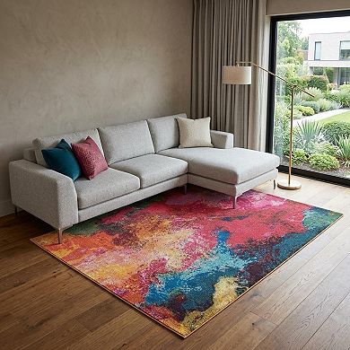 HomeRoots Rectangle Abstract Polypropylene Area Rug