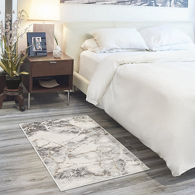 HomeRoots Rectangle Abstract Polypropylene Area Rug