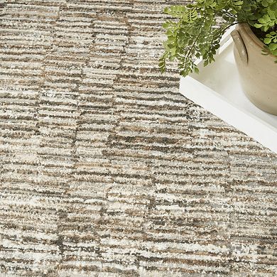 HomeRoots Rectangle Abstract Polyester Area Rug