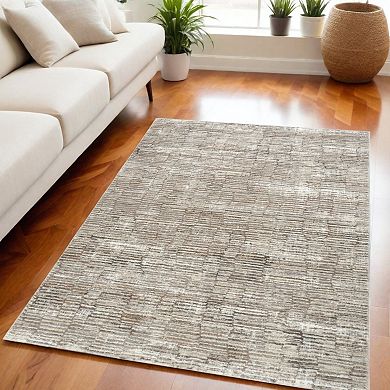 HomeRoots Rectangle Abstract Polyester Area Rug