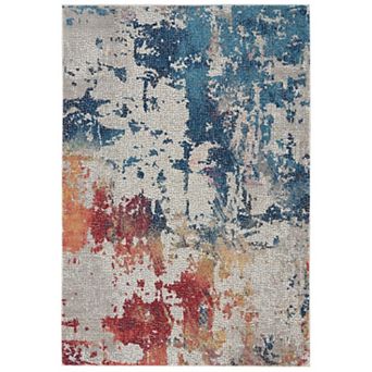 HomeRoots Rectangle Abstract Polypropylene, Polyester Area Rug