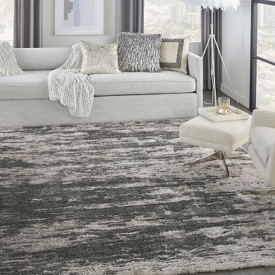 HomeRoots Rectangle Abstract Polyester Area Rug
