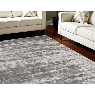 HomeRoots Rectangle Abstract Polyester Area Rug