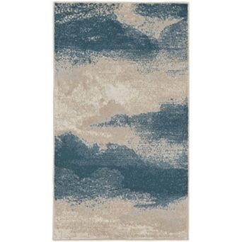 HomeRoots Rectangle Abstract Polyester Area Rug