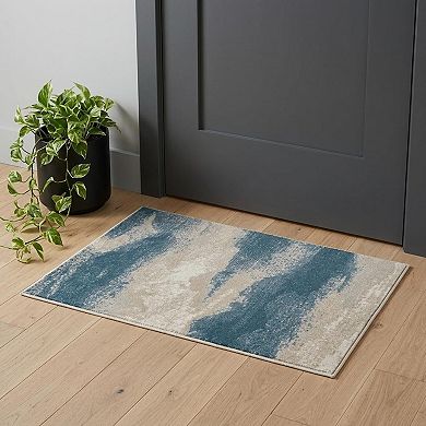 HomeRoots Rectangle Abstract Polyester Area Rug