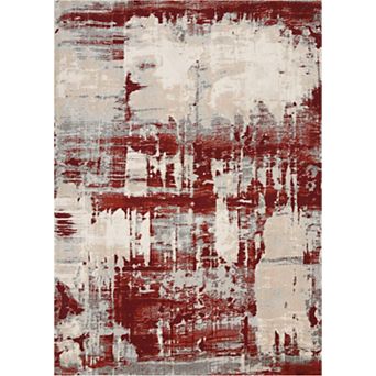 HomeRoots Rectangle Abstract Polyester Area Rug