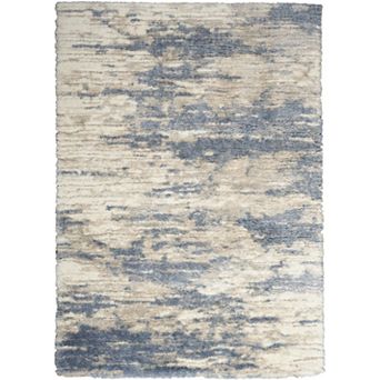 HomeRoots Rectangle Abstract Polyester Area Rug