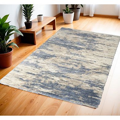 HomeRoots Rectangle Abstract Polyester Area Rug