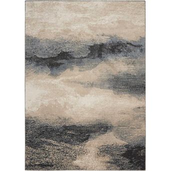 HomeRoots Rectangle Abstract Polyester Area Rug