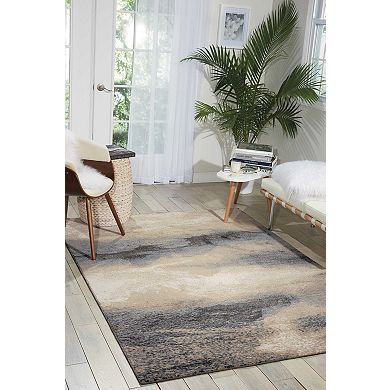HomeRoots Rectangle Abstract Polyester Area Rug