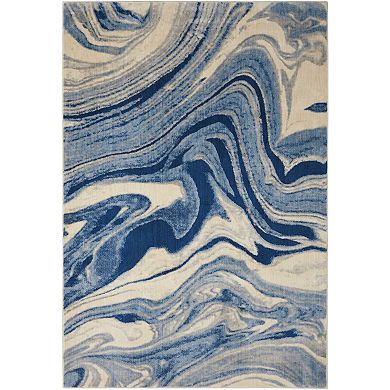 HomeRoots Rectangle Abstract Polyester Area Rug