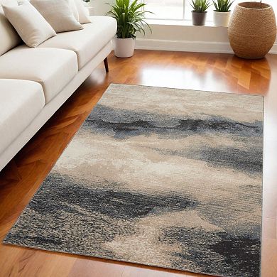 HomeRoots Rectangle Abstract Polyester Area Rug