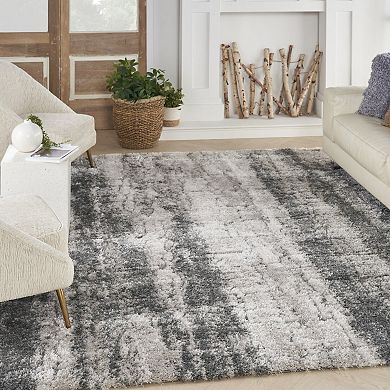 HomeRoots Rectangle Abstract Polyester Area Rug