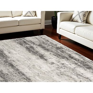 HomeRoots Rectangle Abstract Polyester Area Rug