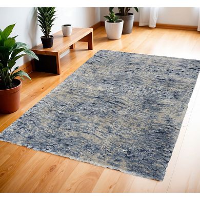 HomeRoots Rectangle Abstract Polyester Area Rug