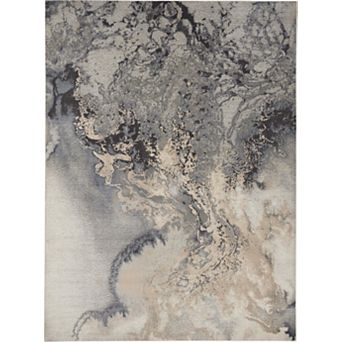 HomeRoots Rectangle Abstract Polyester Area Rug