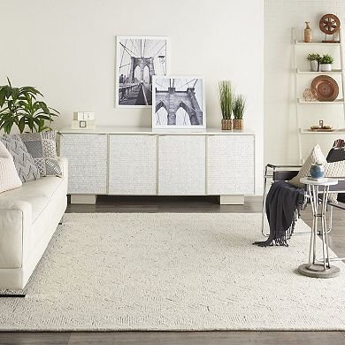 HomeRoots Rectangle Abstract Wool Area Rug