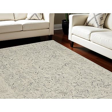 HomeRoots Rectangle Abstract Wool Area Rug