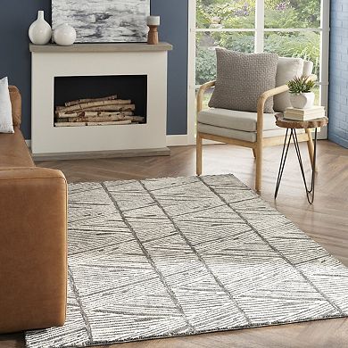 HomeRoots Rectangle Abstract Wool Area Rug