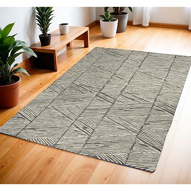 HomeRoots Rectangle Abstract Wool Area Rug