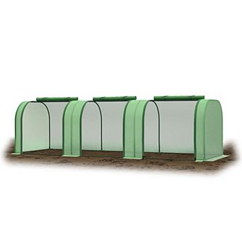 Mini Greenhouse 116x39x31 in Portable Plant Grow Tent with PE Cover, Steel Frame, 2 Zipper Doors
