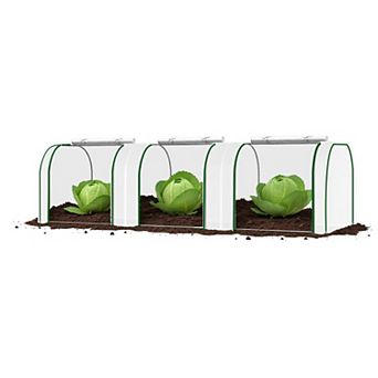 Mini Greenhouse 116x39x31 in Portable Plant Grow Tent with PE Cover, Steel Frame, 2 Zipper Doors