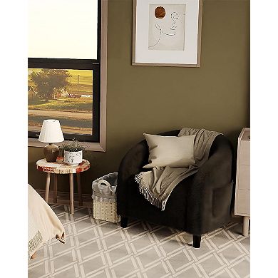 Upholstered Club Accent Velvet Chair with Curved Back and Thick Cushion