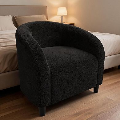 Upholstered Club Accent Velvet Chair with Curved Back and Thick Cushion