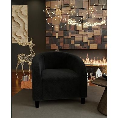 Upholstered Club Accent Velvet Chair with Curved Back and Thick Cushion