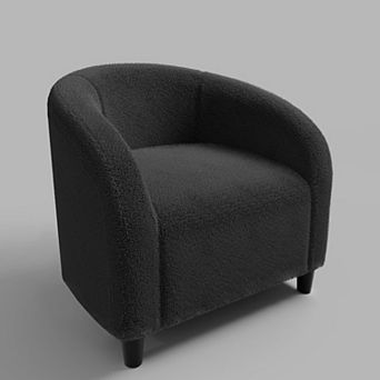 Upholstered Club Accent Velvet Chair with Curved Back and Thick Cushion