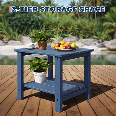 HDPE 2-Tier Sturdy Patio End Table Weather Resistant for Adirondack Chair