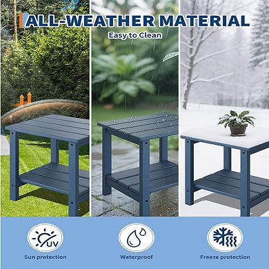HDPE 2-Tier Sturdy Patio End Table Weather Resistant for Adirondack Chair
