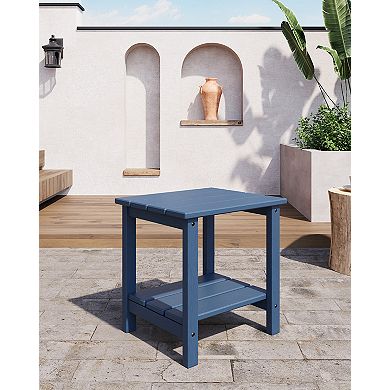 HDPE 2-Tier Sturdy Patio End Table Weather Resistant for Adirondack Chair