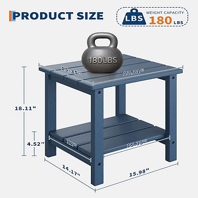 HDPE 2-Tier Sturdy Patio End Table Weather Resistant for Adirondack Chair
