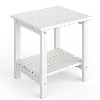 HDPE 2 tier Sturdy Patio End Table Weather Resistant for Adirondack Chair