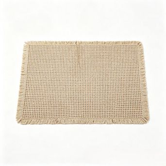 Waffle Doormat 23.6 x 35.4 in Quick-Dry Absorbent Machine Washable Fringe Edge Brown Polyester