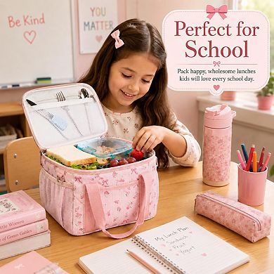 Corduroy Lunch Bag Tote Shoulder Wide-open