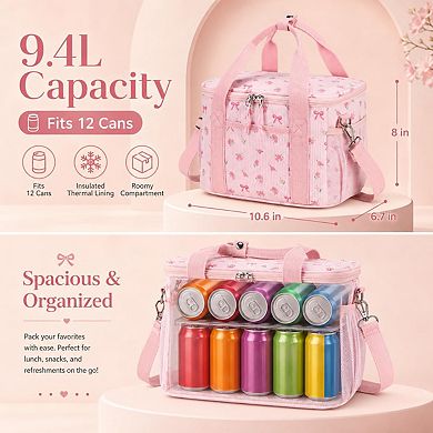 Corduroy Lunch Bag Tote Shoulder Wide-open