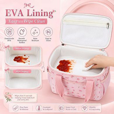 Corduroy Lunch Bag Tote Shoulder Wide-open