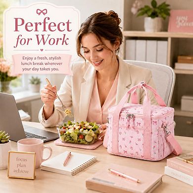 Corduroy Lunch Bag Tote Shoulder Wide-open