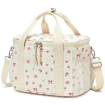 Corduroy Lunch Bag Tote Shoulder Wide-open