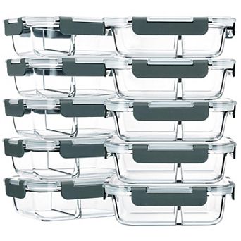 Meal Prep Containers 2 Compartments Bento Boxes Lids
