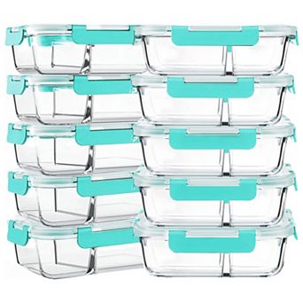 Meal Prep Containers 2 Compartments Bento Boxes Lids