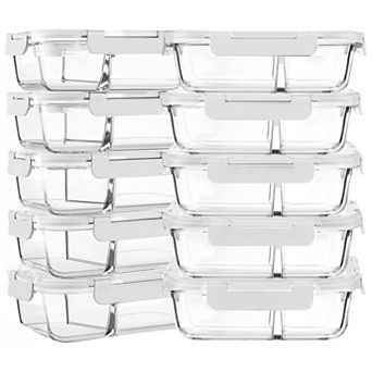 Meal Prep Containers 2 Compartments Bento Boxes Lids