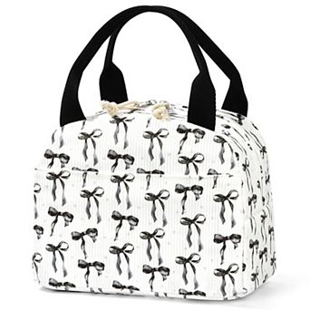 Corduroy Lunch Bag Bow Pattern Leakproof Cooler Tote
